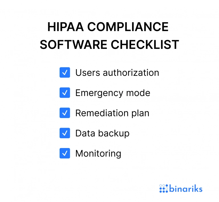 HIPAA Compliance software checklist 