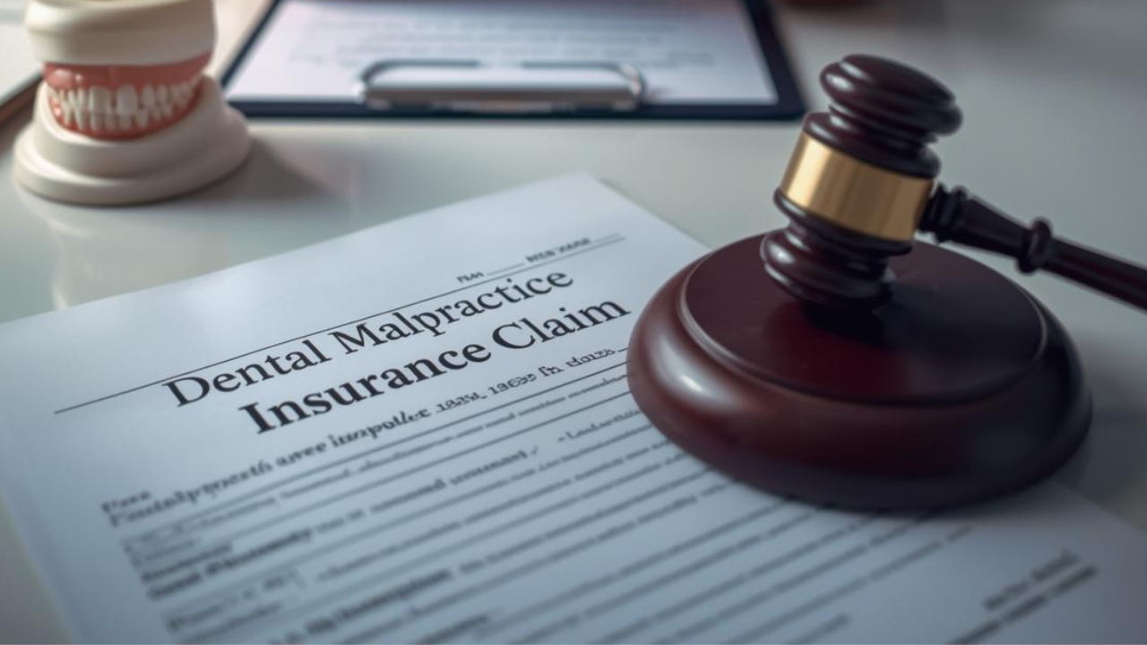 Dental malpractice claim form with gavel