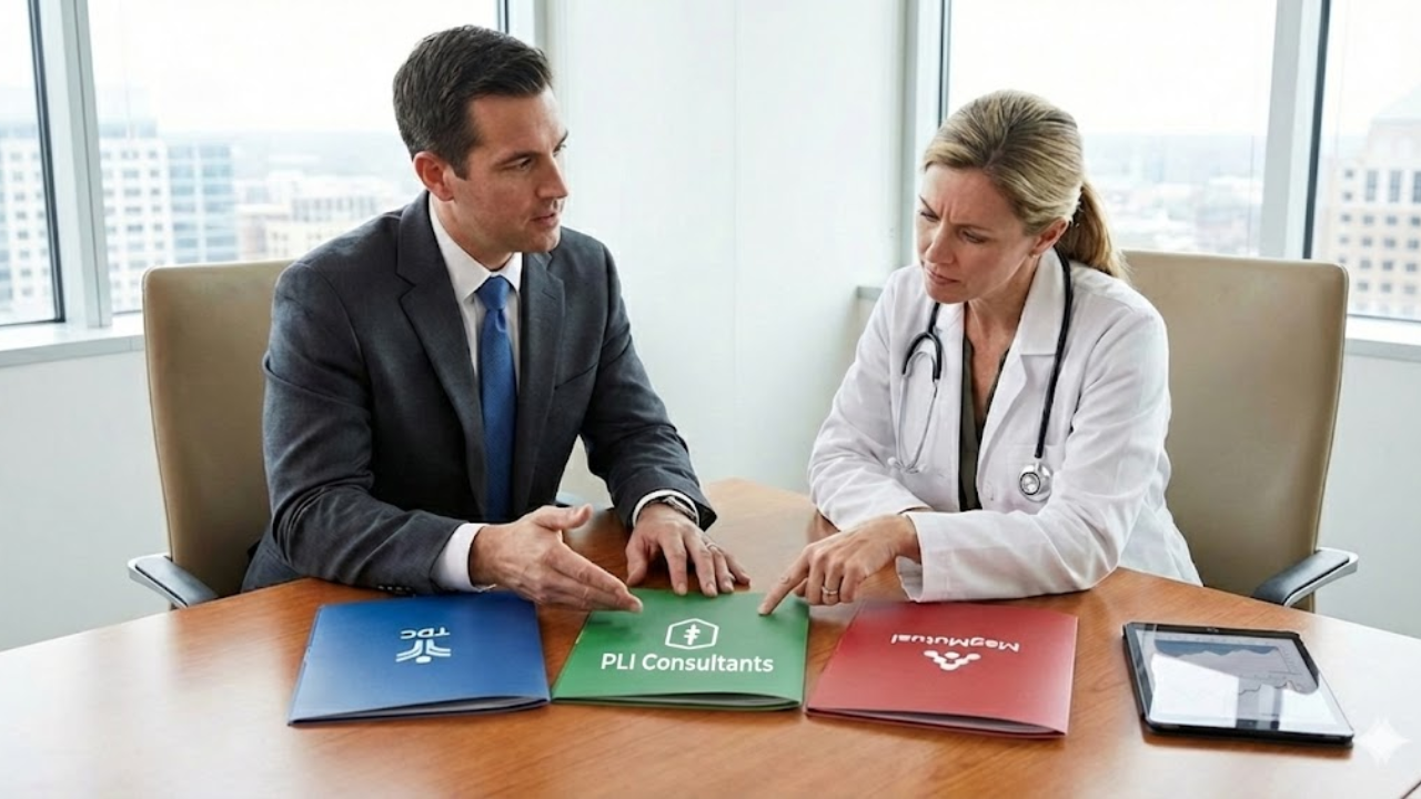 Physicians reviewing malpractice insurance options