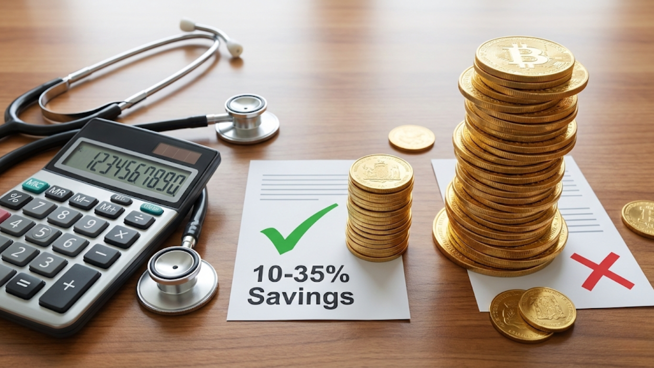 Calculator and coins showing 10-35% insurance savings