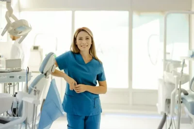 Dentist in blue scrubs, symbolizing Florida's changing dental malpractice insurance