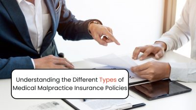Doctor discussing malpractice insurance policy option with an insurer