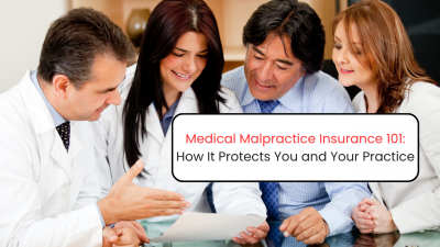 Doctors discussing medical malpractice insurance coverage