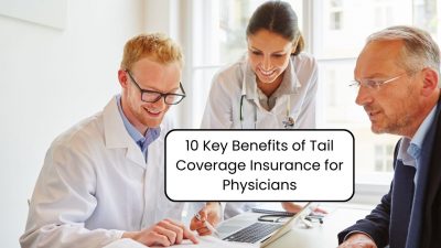 Physicians discussing tail coverage insurance with an insurance agent